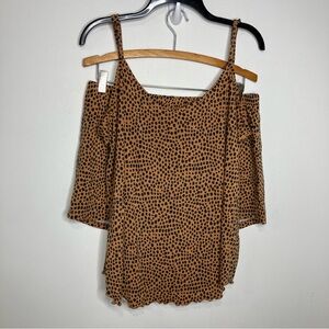 Lates cami tank top & shorts pajama set tan with‎ black dots women’s size large